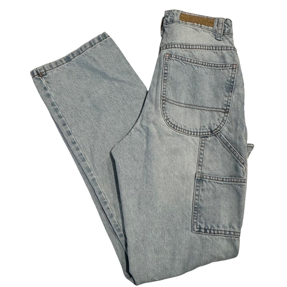 Cotton On Womens Carpenter Jeans Light Wash Blue High Rise Straight Leg Size 2